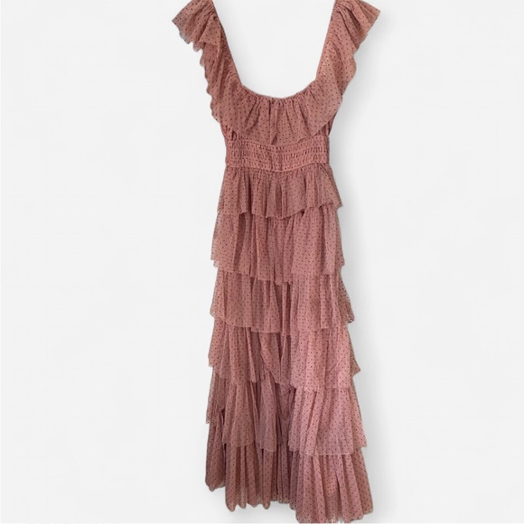 Petal & Pup Belle Tiered Tulle Ruffle Polka Dot Maxi Dress - Picture 5 of 5
